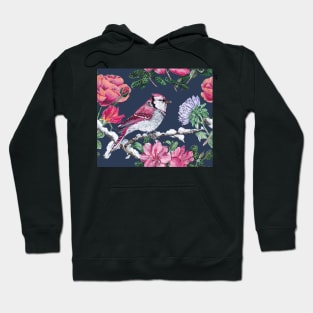 Pink bird with flowers Hoodie